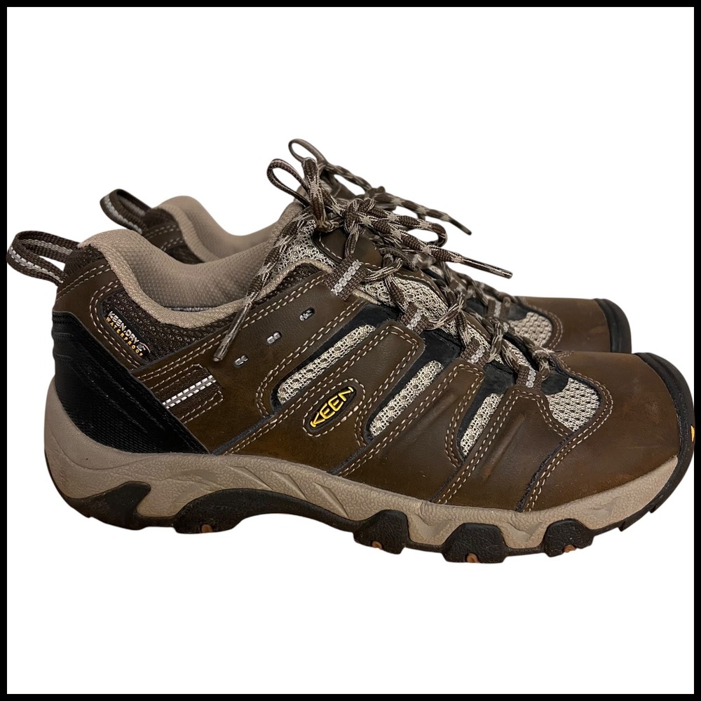 KEEN Hiking Shoes 1011547 Men 7.5 Brown Waterproof Leather Low Top Lace Up